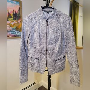 WHBM Snake Print Moto Jacket Size 4
